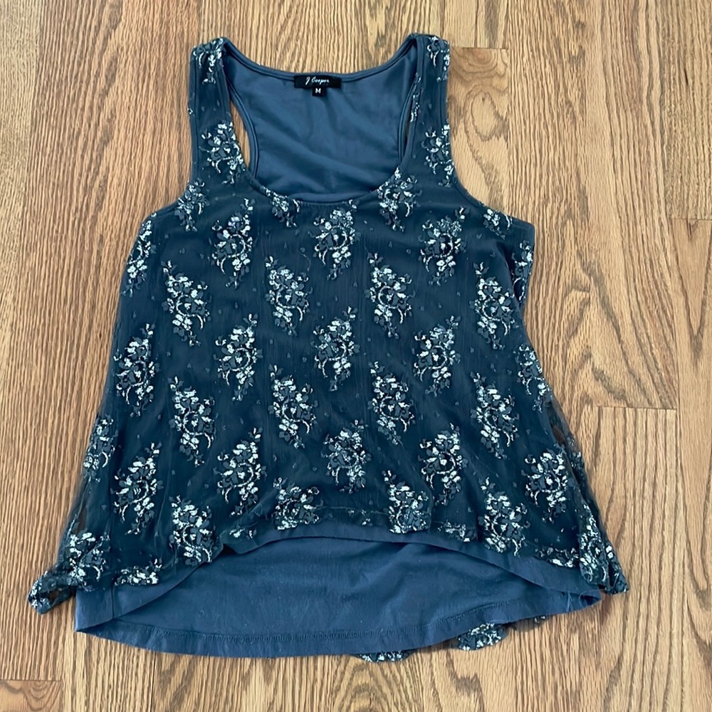 Silver and gray floral tank